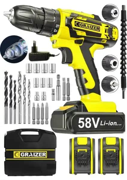 Graizer Alman V-Tec 58V Çelik Motor Darbeli Şarjlı Vidalama Matkap Özellikleri ve Kullanım Alanları