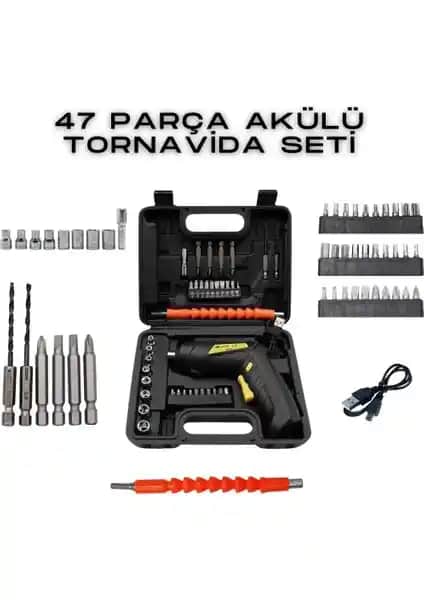 Hegi 47 Parça Akülü Tornavida Seti: Çok Yönlü ve Taşınabilir Elektrik ve Mobilya Tamiri Aracı
