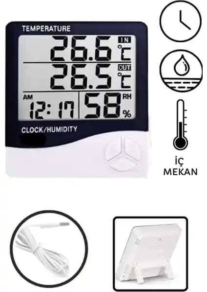 Hubstein HTC-2 Çok Fonksiyonlu Dijital Termometre ve Nem Ölçer Cihazı