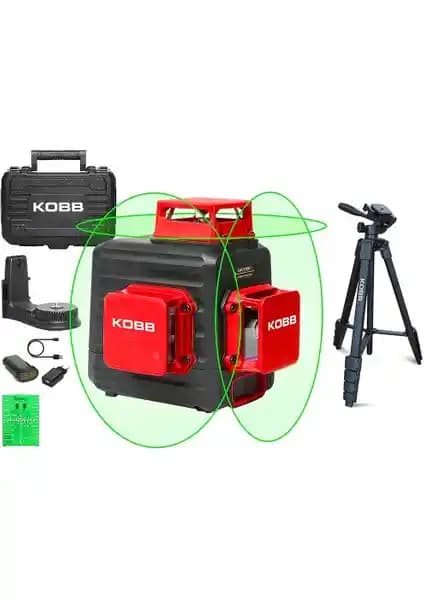 KOBB KBL34GTP 40 Metre Yeşil Çapraz Çizgi Lazer Distomat ve Tripod Profesyonel Kullanım