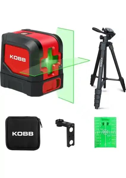 KOBB KBL91GTP Profesyonel 30 Metre Yeşil Çapraz Çizgi Lazer Distomat ve Tripod