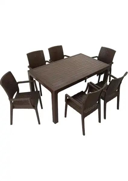 Mandella Elit Rattan 90x150 Masa ve Koltuk Takımı Bahçe ve İç Mekan Kullanımı İçin Modern Tasarım