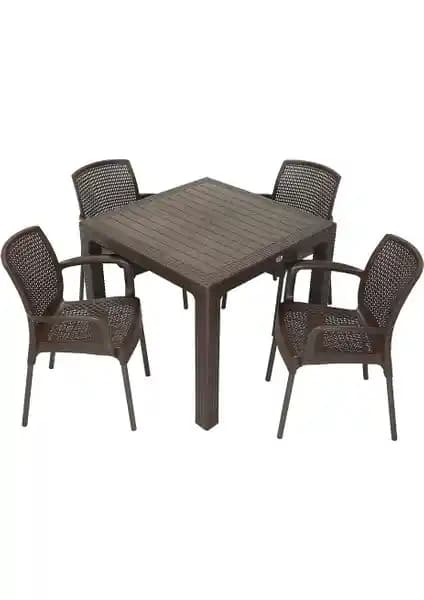 Mandella Elit Rattan 90x90 Defne Mobilya Takımı İç ve Dış Mekanlar İçin Dayanıklı Şık Tasarım