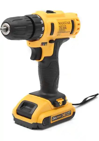 Maxstar Tools Turbo 24V5AH Turbo X2 Li-Ion Çift Akülü Profesyonel Vidalama Şarjlı Darbesiz Matkap