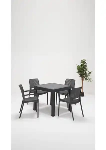 Mobetto Rattan Lüx 80x80 Bahçe ve Teras Masa Seti Estetik ve Dayanıklı Tasarım