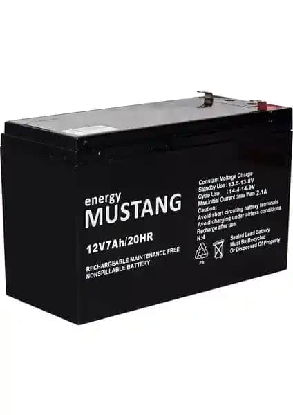Mustang 12V 7A Bakımsız Kuru Akü - Dayanıklı ve Pratik Elektrik Kaynağı
