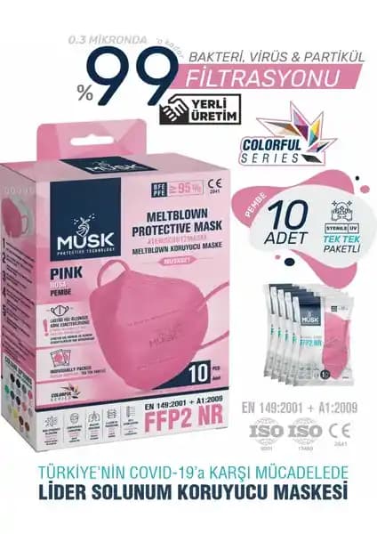 Pembe Renkli Musk FFP2/N95 Maske: Yüksek Koruma ve Konfor Sunan Estetik Tasarım