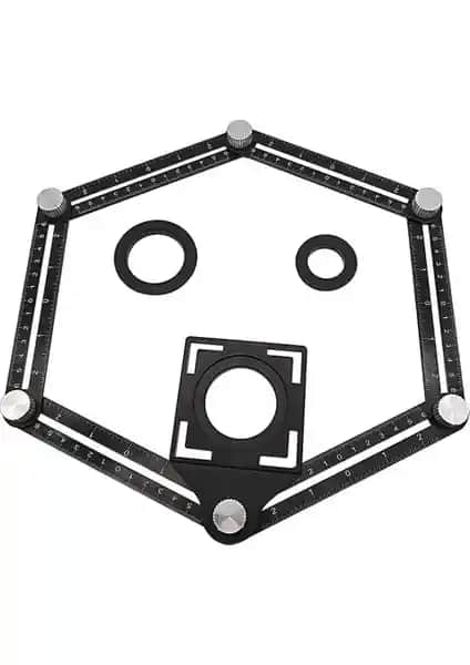 Rox Wood 0071 Alüminyum Çok Fonksiyonlu Delik Şablon Cetveli Profesyonel ve Hobi Kullanımı İçin