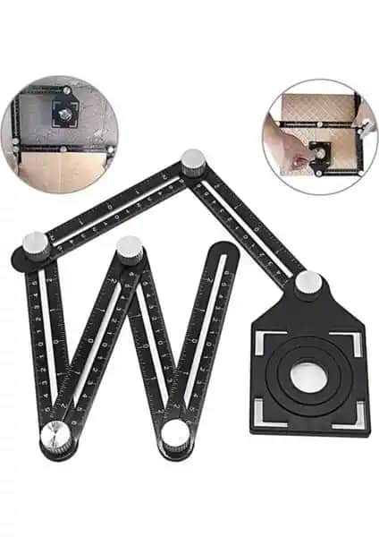 Rox Wood Çok Fonksiyonlu Alüminyum Delik Ayarlayıcı Şablon Cetveli Profesyonel ve Hobi Kullanımı İçin