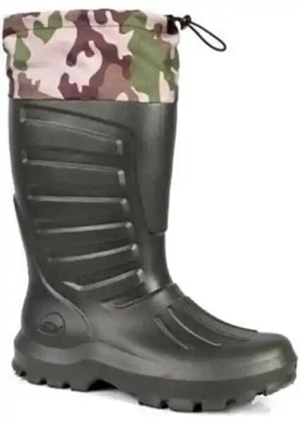 Sonimix Kısa Termal Eva Konçlu Çoraplı Kauçuk Çizme Haki - Dayanıklı ve Sıcak Tutucu Kış Botu