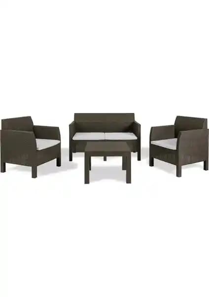 Toomax Matilde 4 Kişilik Rattan Kahverengi Dış Mekan Oturma Grubu, Modern ve Dayanıklı Tasarım