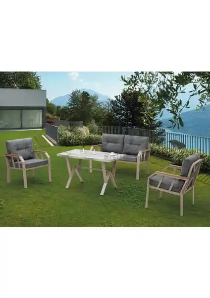 Tu Tienda 2+1+1 Metal Dış Mekân Oturma Grubu Bahçe ve Balkon Kullanımı İçin