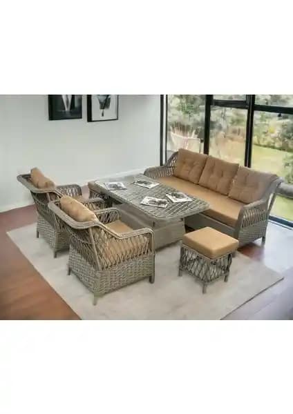 Tu Tienda PETRA Rattan 3+1+1+2 Bahçe ve Balkon Mobilyası Dayanıklı ve Estetik Tasarım