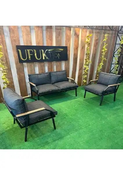Ufuk Home Linda 2+1 Bahçe ve Balkon Takımı: Modern ve Dayanıklı Dış Mekan Oturma Grubu