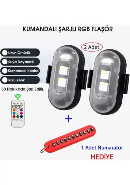 Babikamium Kumandalı Şarjlı Çift RGB LED Flaşör: Çok Fonksiyonlu ve Dayanıklı Tasarım