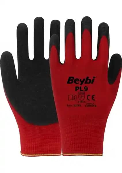 Beybi PL-9 Örme Kırmızı Siyah Nitril Eldiven: Endüstriyel Güvenlik ve Koruma İçin Uygun
