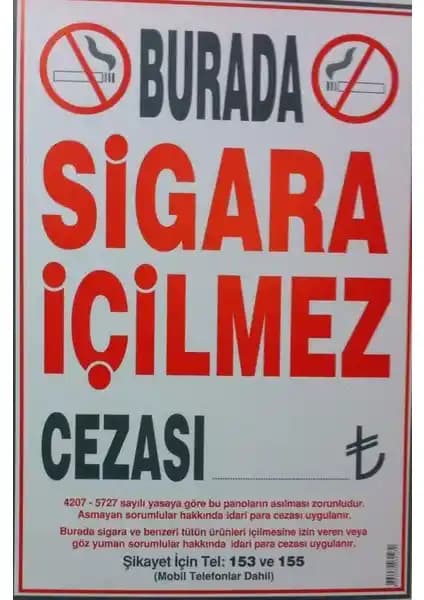 Dilman Sigara İçilmez Levhası 50x70 – Güvenli ve Farkındalık Yaratıcı Uyarı Çözümü