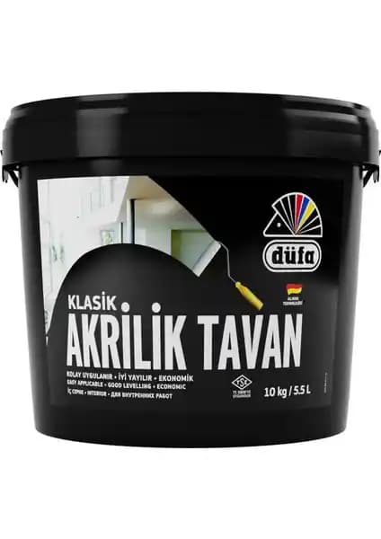 Düfa Klasik Akrilik Tavan Boyası Beyaz 10 kg Yüksek Performanslı ve Çevre Dostu İç Mekan Boyası