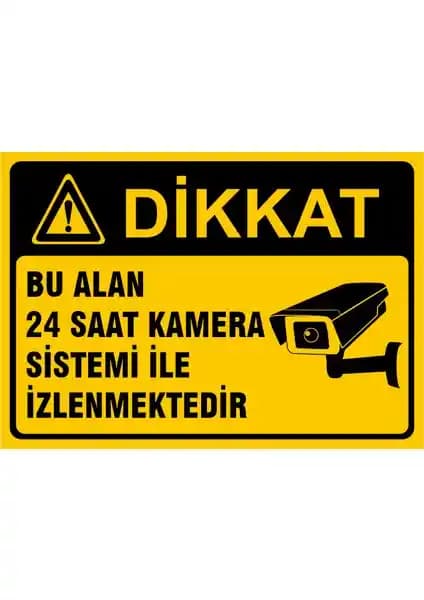 Ergün Marka Güvenli Uyarı Levhası 24 Saat Güvenlik İzleme ve Dayanıklı Malzeme ile