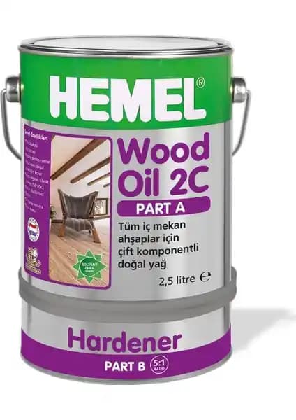 HEMEL Wood Oil 2C Çift Komponentli Doğal Ahşap Yağı İç Mekanlar İçin Güçlü Koruma ve Estetik