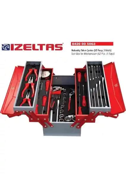İzeltaş 62 Parça Mekanikçi Takım Çantası Profesyonel ve Hobi Kullanıcıları İçin Uygun