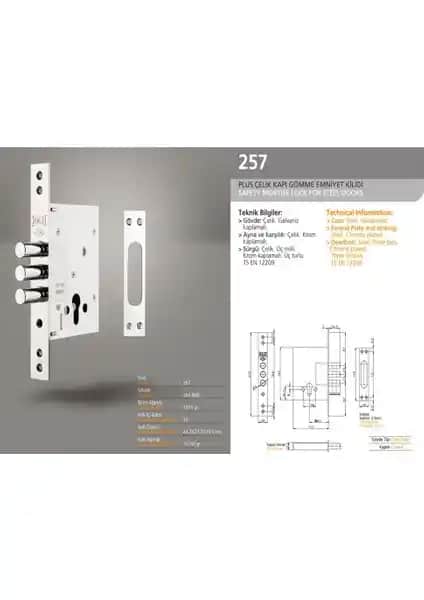 Kale Plus 257 Gm Çelik Kapı Kilidi Güçlü Güvenlik ve Dayanıklılık Sağlar