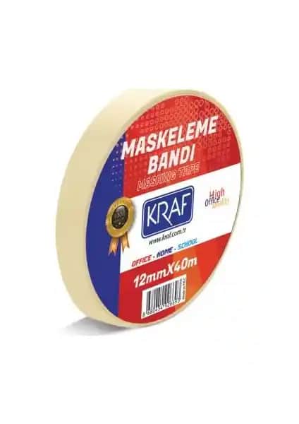 Kraf Maskeleme Bandı 12 mm x 40 m: Dayanıklı ve Çok Yönlü Boya ve Kaplama Malzemesi