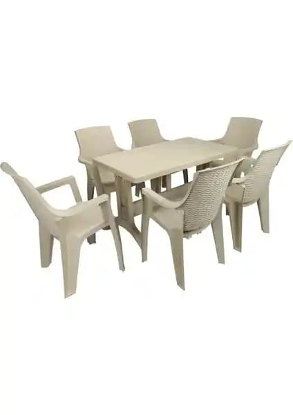 Mandella Zeugma 70x120 cm 6 Kişilik Nibras Oturma ve Masa Takımı, Dayanıklı ve Modern Tasarım