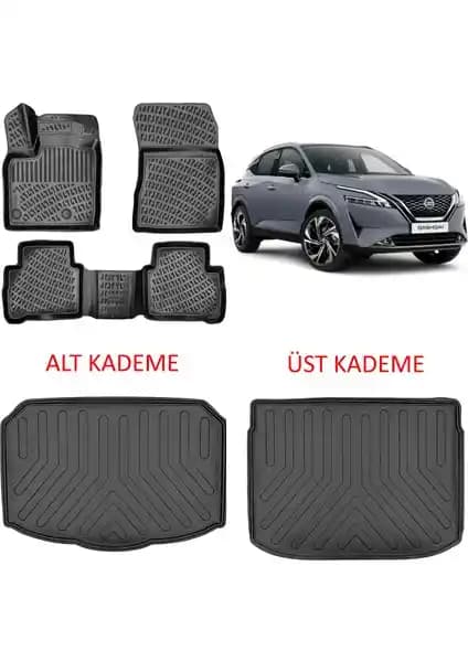 Nissan Qashqai 2022 İçin Şık ve Dayanıklı Paspas ve Bagaj Havuzu Seti