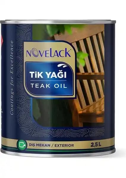 Novelack Teak Oil Tik Yağı 2,5 Lt - Ahşap Dış Mekân Mobilyaları ve Yüzeyler Koruma