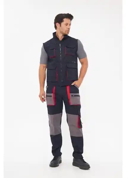 Orange Safety Lacivert Harman Karışımı Pantolon Yelek Takımı İş Güvenliği ve Şıklık Sağlar