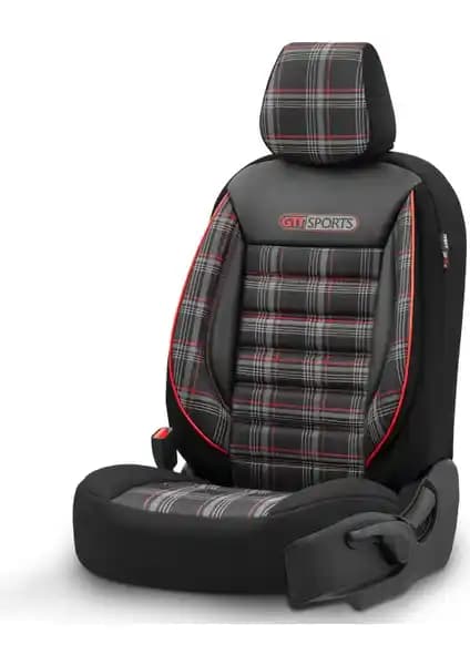 Otom Gti Spor Tasarımlı Hava Yastıklı Koltuk Kılıfı Kırmızı ve Siyah Renk Seçenekleriyle