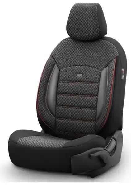 Otom Sport Plus Dokulu Oto Koltuk Kılıfı Siyah-Kırmızı Konfor ve Koruma Sağlar