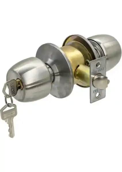 Real King Topuzlu Otel Tipi Kapı Kilidi Kolu Saten Renk Güvenlik ve Şıklık Sunar