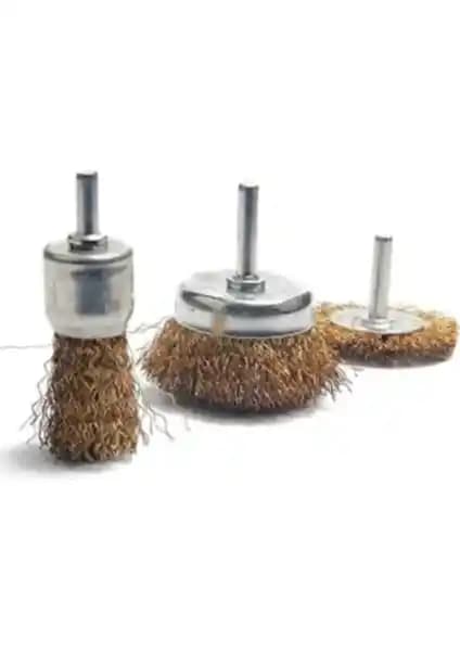 Real Özs 6 mm Çelik Pimli 3'lü Tel Fırça Seti Endüstriyel ve Ev Kullanımı İçin Uygun