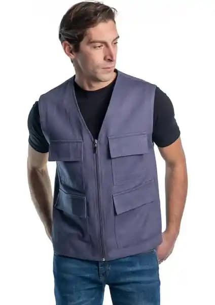 Şensel Gri Dört Cepli Yazlık Yelek: Şıklık ve Fonksiyonelliği Bir Arada Sunar