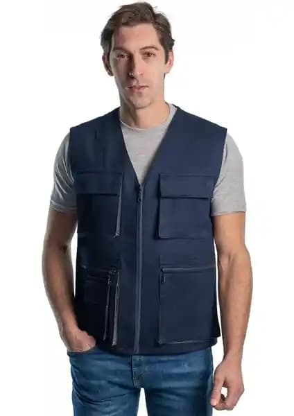 Şensel Lacivert-Gri Yazlık Yelek: Şıklık ve Fonksiyonellik Sunan Pamuklu Tasarım