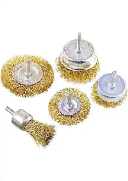 Tomax Saçaklı Daire Tel Çanak Fırça Seti 5'li: Çok Yönlü Metal Temizlik ve Bakım Çözümü