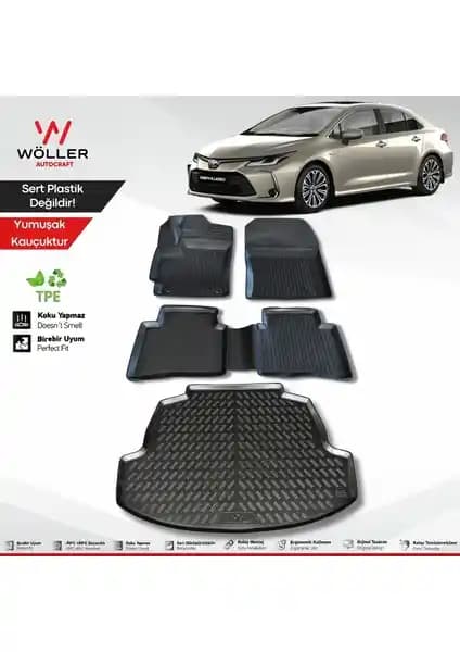 Toyota Corolla için dayanıklı ve fonksiyonel paspas ve bagaj havuzu seti