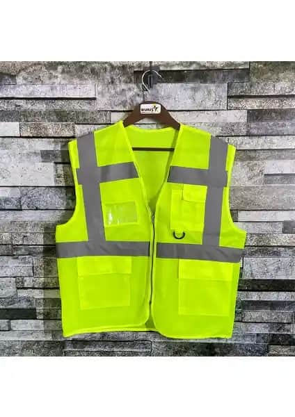 Vento Buriş Reflektörlü Mühendis İkaz Yeleği Neon Sarı Güvenlik ve Görünürlük Artırıcı Çözüm