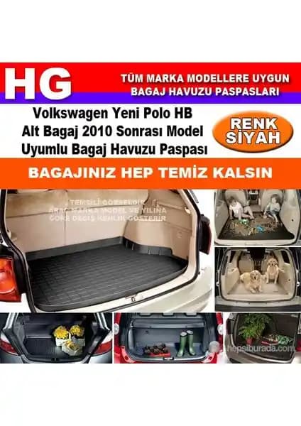 Volkswagen Polo HB 2010 ve sonrası modeller için dayanıklı ve uyumlu bagaj paspası