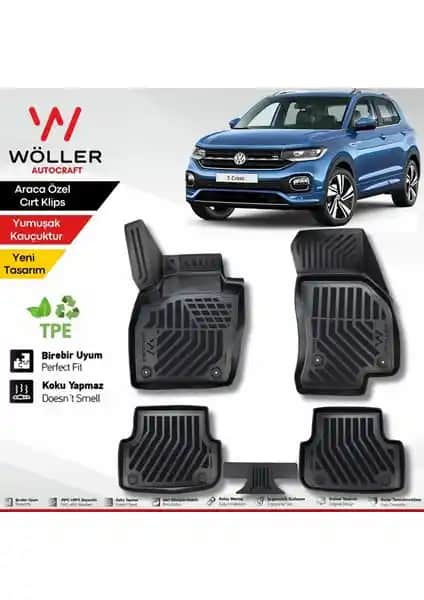 VW T Cross 2022 Sonrası İçin 3D Havuzlu Wöller Paspasları Yüksek Kalite ve Koruma
