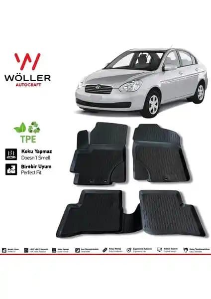 Wöller Hyundai Accent Era 2006-2012 için dayanıklı ve fonksiyonel 3D havuzlu paspaslar