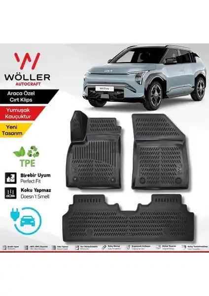 Wöller Kia Ev3 Paspas 2024 Sonrası Uyumlu 3D Havuzlu, Dayanıklı ve Kolay Temizlenebilir
