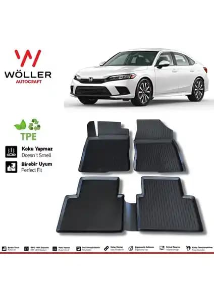 Wöller Yeni Honda Civic Fe1 2022 Sonrası 3D Havuzlu Paspas ile İç Mekan Koruma ve Temizlik