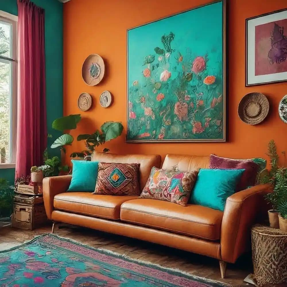 Bohem Tarzı Oturma Odası Tasarımında Duvar Renkleri ve Mobilya Uyumu