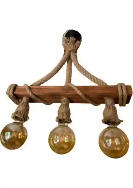 Ahşap ve halat detaylı rustik avizeler: ev ve ofis dekorasyonuna şık çözümler