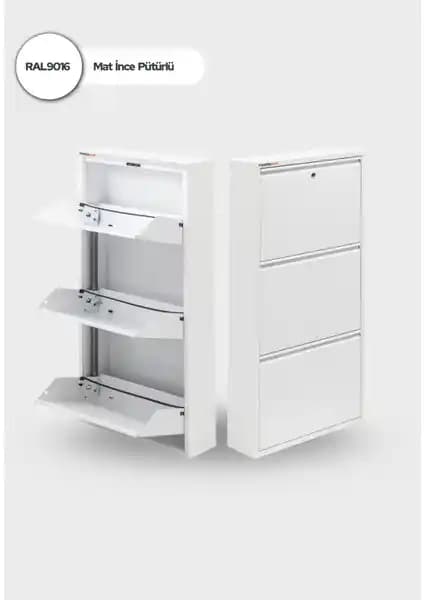 Mobilya Pratik Kilitli Metal Ayakkabılık Karşılaştırması Beyaz ve Açık Gri Modelleri