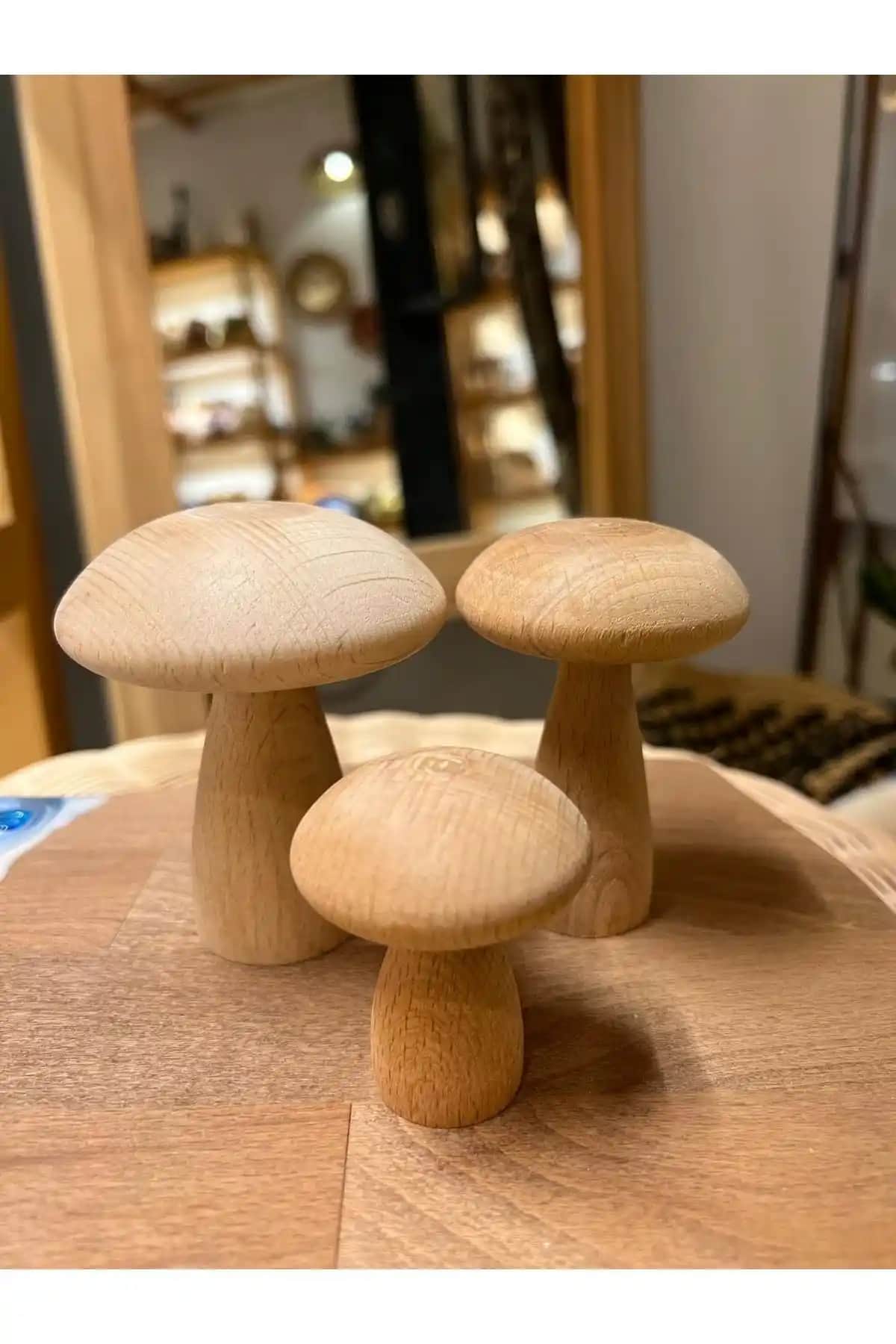 AHESAR TİCARET Ahşap Mantar Seti: Doğal Dokunuş ve Estetik