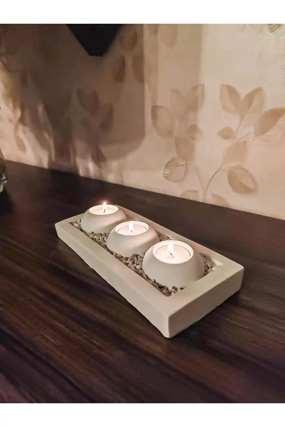 Aymumi Home Beton Mumluk ve Tealight Mumluk Dekorasyon Seti